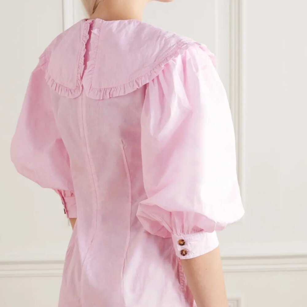 Ganni Pink Poplin Short Dress - Picture 4 of 6